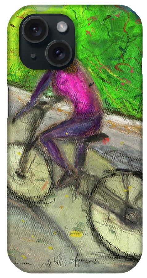 Figure iPhone Case featuring the painting The first day of riding Bike by Janet Yu