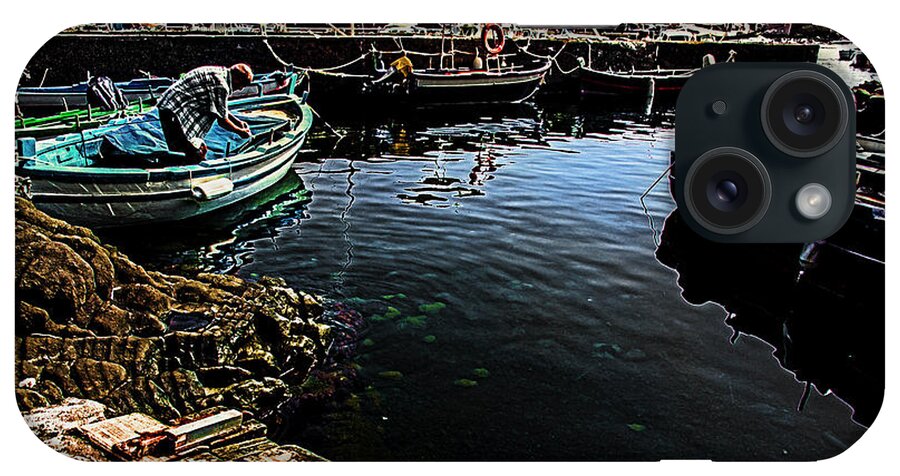 Rowboat iPhone Case featuring the photograph The fisherman and his boat by Al Fio Bonina