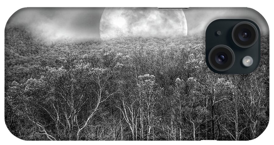 Cades iPhone Case featuring the photograph The Forest Awaits Under the Autumn Moon in Black and White by Debra and Dave Vanderlaan