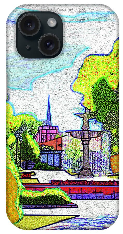 Fountain iPhone Case featuring the digital art The Fountain At Tattnall Square by Rod Whyte