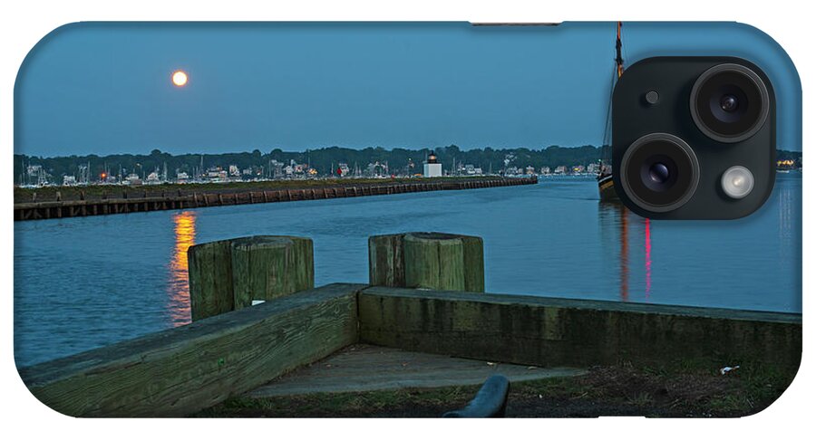 Salem iPhone Case featuring the photograph The Full Moon Rises over Derby Wharf Salem Massachusetts by Toby McGuire