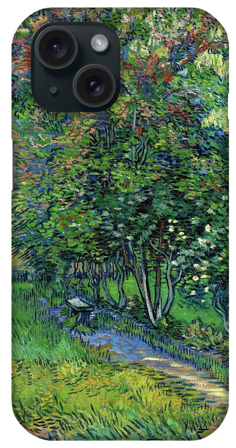 Garden iPhone Case featuring the painting The garden of the asylum at Saint-Remy by Vincent van Gogh