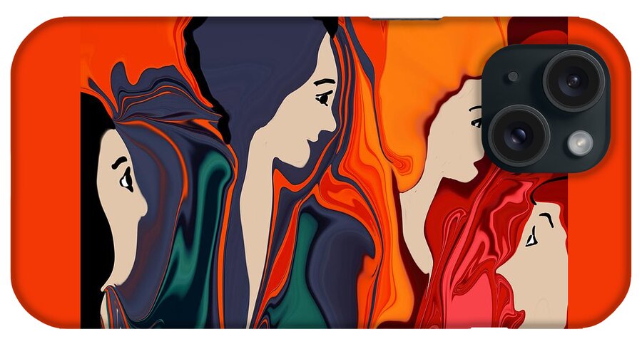 Colourful Artwork iPhone Case featuring the mixed media The gathering painting by Elaine Hayward