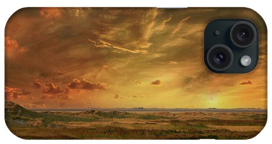 Lighthouse iPhone Case featuring the digital art The golden lighthouse by Chris Bee