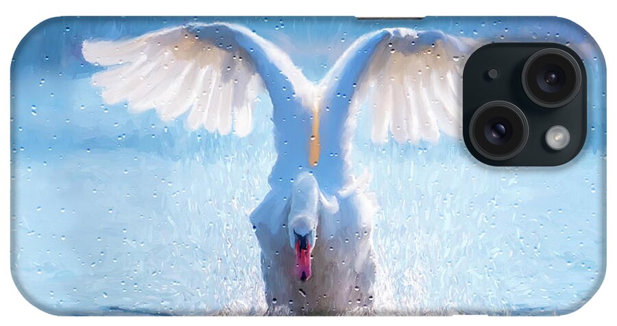 Birds iPhone Case featuring the mixed media The Graceful Landing by Colleen Taylor