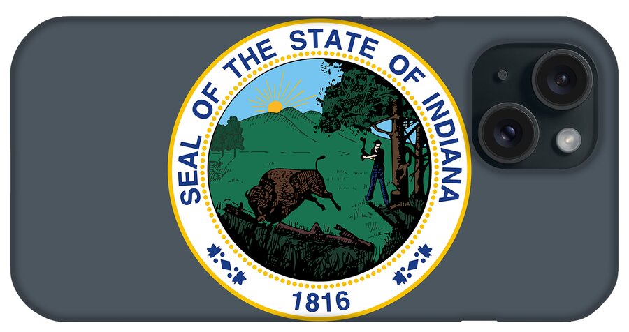 Indiana iPhone Case featuring the photograph The Great Seal of the State of Indiana by Movie Poster Prints