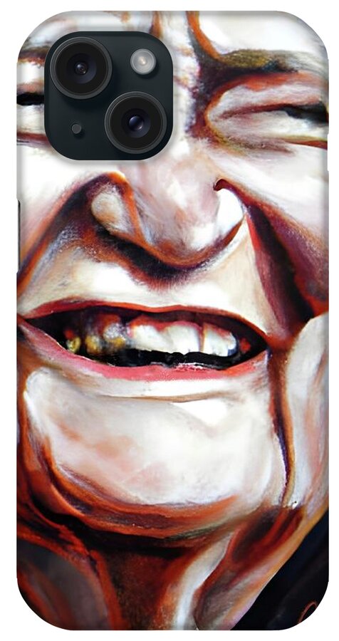 Portrait iPhone Case featuring the digital art The Happy Crone by Annalisa Rivera-Franz