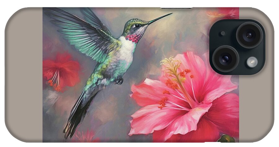 Hummingbird iPhone Case featuring the painting The Hummingbird And The Hibiscus by Tina LeCour