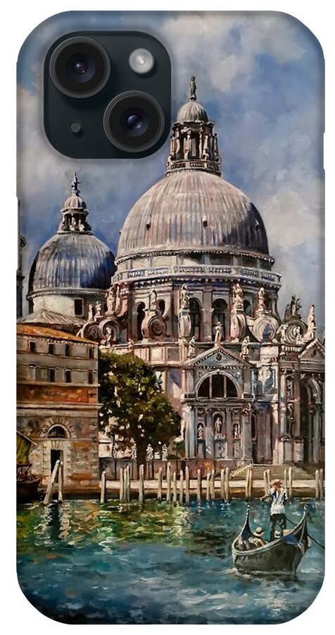  iPhone Case featuring the painting The iconic Della salute of Venice by Raouf Oderuth