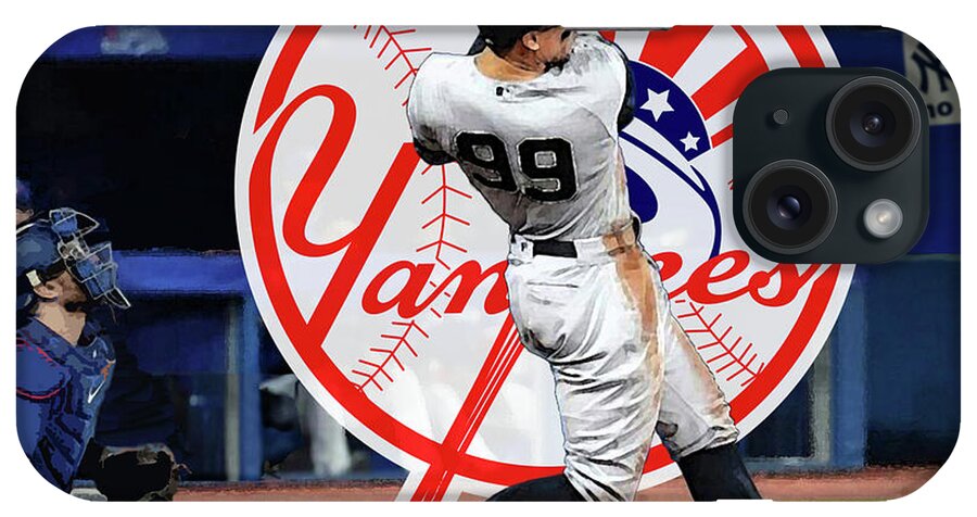 New York Yankees iPhone Case featuring the mixed media The Judge, Aaron Judge, Home Run no 61, New York, Yankees by Thomas Pollart