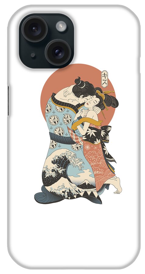 Kiss iPhone Case featuring the digital art The Kiss Ukiyo-e by Vincent Trinidad