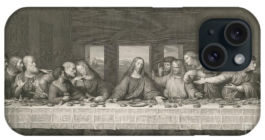 Last iPhone Case featuring the drawing The Last Supper, engraving by Leonardo da Vinci