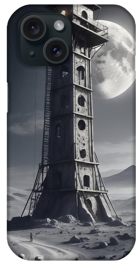 Moon iPhone Case featuring the digital art The last Watchman by My Head Cinema