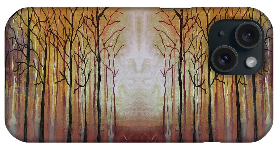 Woods iPhone Case featuring the pastel The Light in the Woods by John DeGaetano