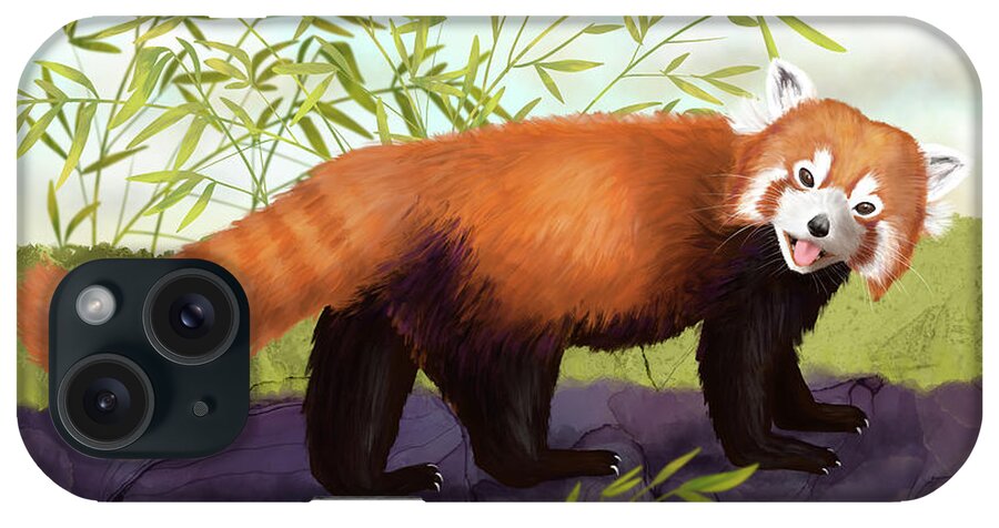 Red Panda iPhone Case featuring the digital art The Little Red Panda by Andreea Dumez