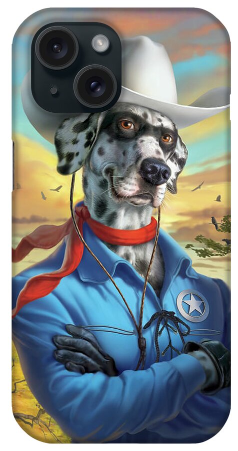 Dog iPhone Case featuring the digital art The Lone Dalmatian by Mark Fredrickson
