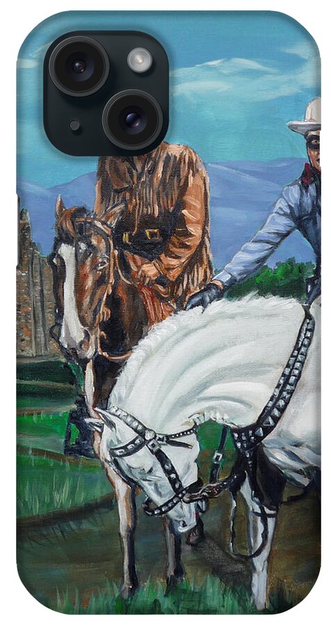 Lone Ranger iPhone Case featuring the painting The Lone Ranger and Tonto Tribute by Bryan Bustard