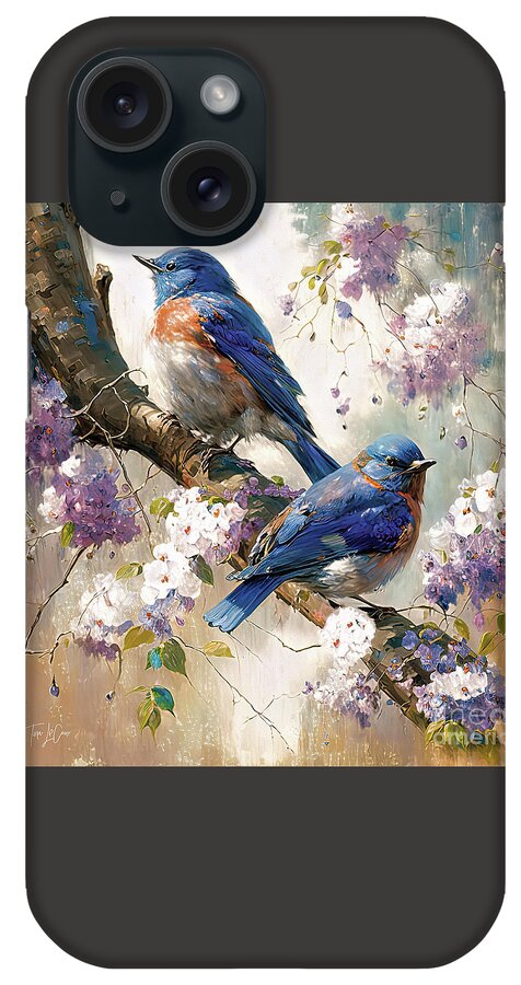 Bluebirds iPhone Case featuring the painting The Lovely Bluebirds by Tina LeCour
