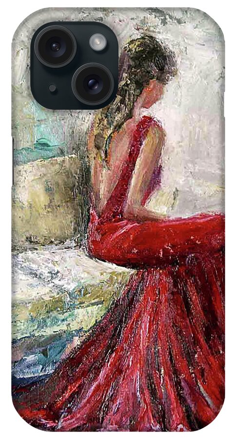 Woman In Red iPhone Case featuring the painting The Moment by Jennifer Beaudet