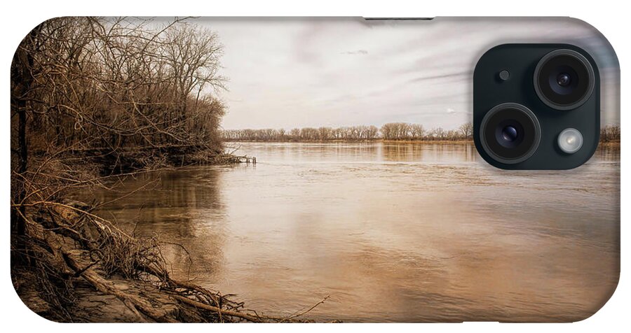 Landscape iPhone Case featuring the photograph The Muddy Missouri by Linda Shannon Morgan