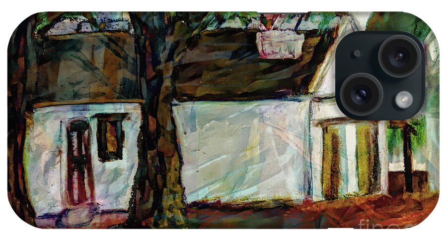 House iPhone Case featuring the painting The Neighbors by Aurelia Schanzenbacher