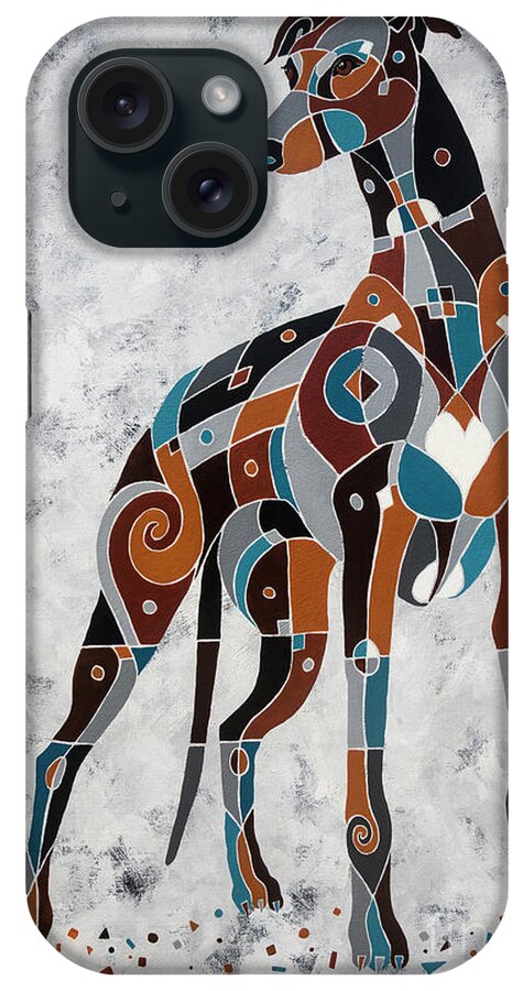Colorful Greyhound Art iPhone Case featuring the painting The Noble Greyhound by Barbara Rush
