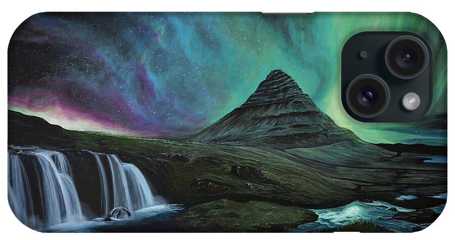 Northern Lights iPhone Case featuring the painting The Northern Lights by Rachel Emmett