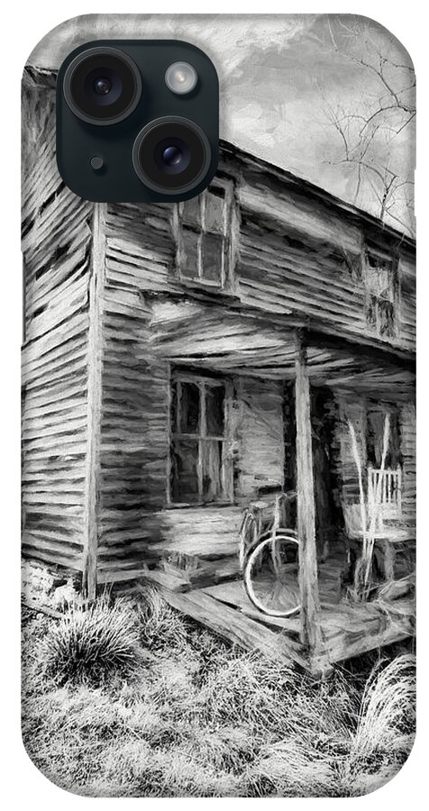 North Carolina iPhone Case featuring the photograph The Olde Front Porch bw by Dan Carmichael