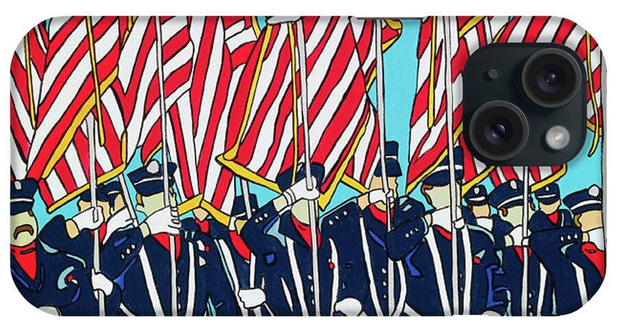 Usa Firemen Memorialday Flag America Americanflag Flags Parade Memorialdayparade iPhone Case featuring the painting The Parade by Mike Stanko