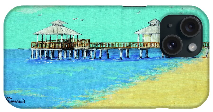 Pet Fort Myers Beach Florida Southwest Florida iPhone Case featuring the painting The Pier at Fort Myers Beach by Joni Hermansen