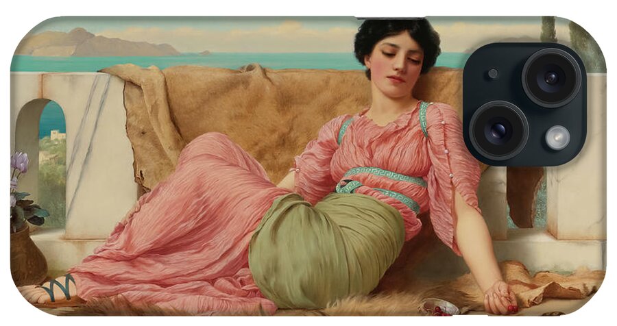 Quiet iPhone Case featuring the painting The quiet pet by John William Godward by Mango Art