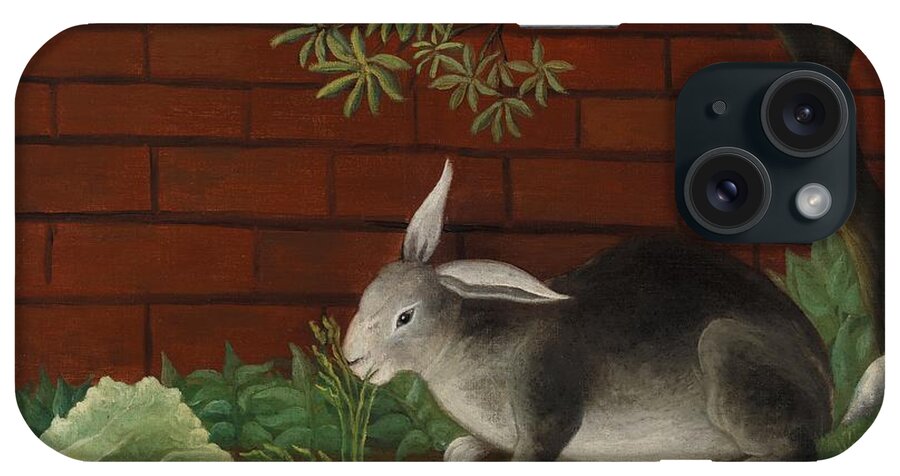1900s iPhone Case featuring the painting The Rabbits Meal Le Repas du lapin 1908 by Henri Rousseau by Les Classics