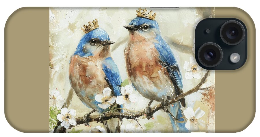 Bluebirds iPhone Case featuring the painting The Royal Bluebirds by Tina LeCour
