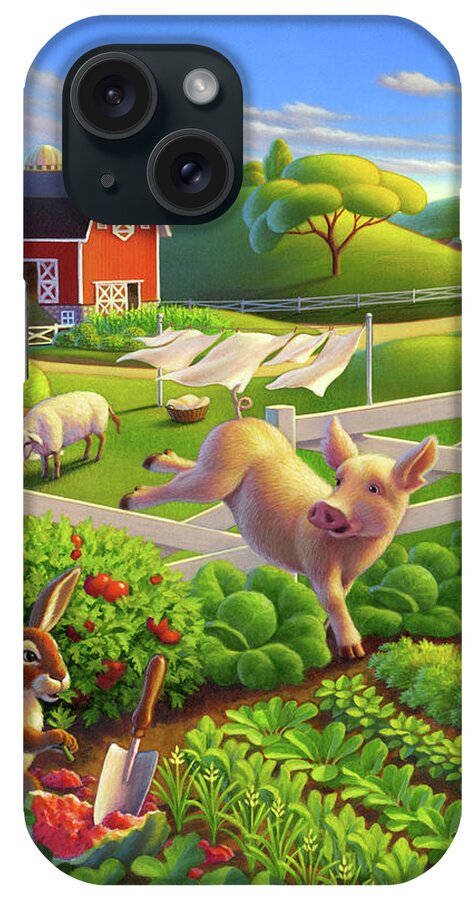 Farm Scene iPhone Case featuring the painting The Runaway by Robin Moline