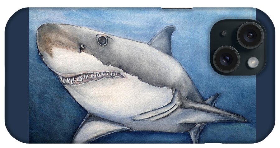 Tiger Sharks iPhone Case featuring the painting The Shark by Kelly Mills