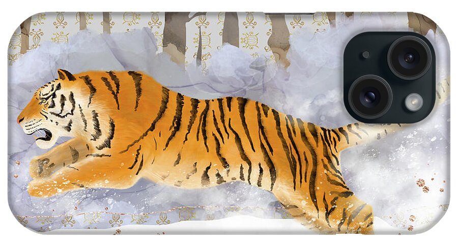 Siberian Tiger iPhone Case featuring the digital art The Siberian Tiger Running in the Snow by Andreea Dumez