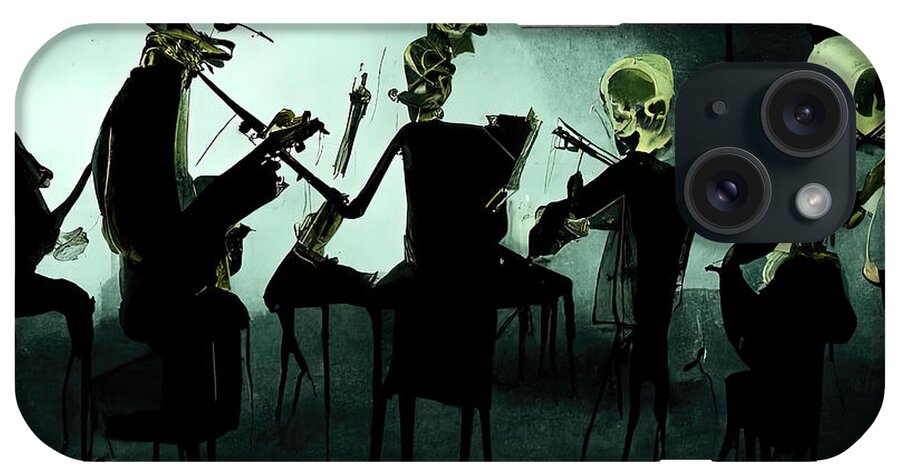 Orchestra iPhone Case featuring the painting The Skeleton Orchestra, 01 by AM FineArtPrints
