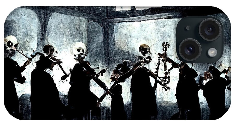 Orchestra iPhone Case featuring the painting The Skeleton Orchestra, 04 by AM FineArtPrints