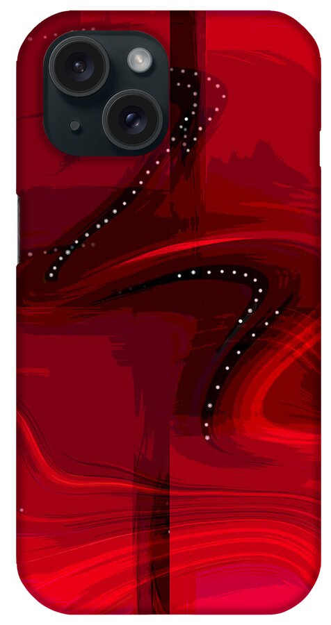 Spiritual Abstract iPhone Case featuring the digital art The Struggle - Red and Black Spiritual Abstract Art by Shelli Fitzpatrick