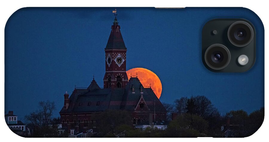 Marblehad iPhone Case featuring the photograph The supermoon sets behind Abbot Hall in Marblehead Massachusetts by Toby McGuire