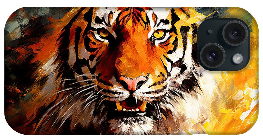 Sumatran Tiger iPhone Case featuring the digital art The Tiger's Spirit -Sumatran Tiger Art by Lourry Legarde