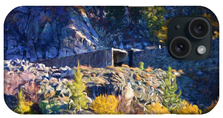 Landscape iPhone Case featuring the painting The Train Tunnel at Donner Pass, California by Trask Ferrero