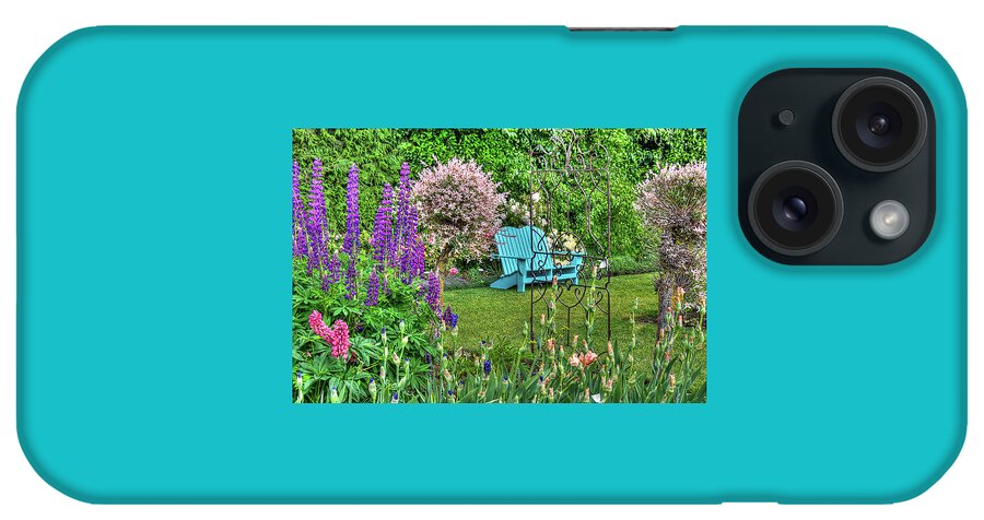 Hdr iPhone Case featuring the photograph The Turquoise Bench by Thom Zehrfeld