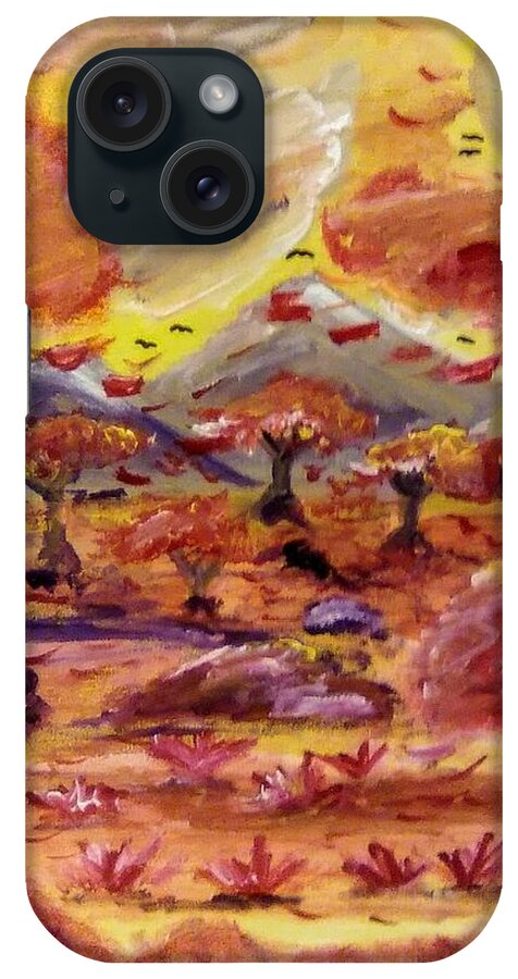 Nature iPhone Case featuring the painting The Valley of Falling Leaves by Andrew Blitman