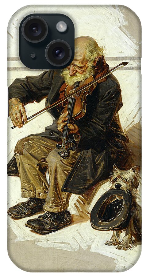 Joseph Christian Leyendecker iPhone Case featuring the painting The Violinist and His Assistant, 1916 by Joseph Christian Leyendecker