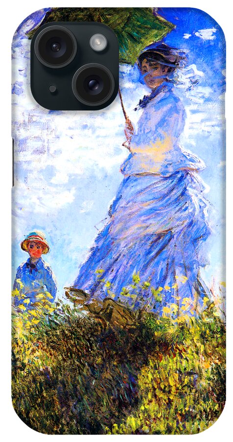 Claude Monet iPhone Case featuring the painting The Walk Lady with a Parasol 1875 by Claude Monet