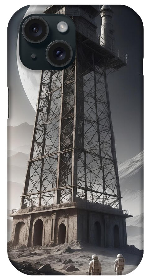 Moon iPhone Case featuring the digital art The Watchtower by My Head Cinema