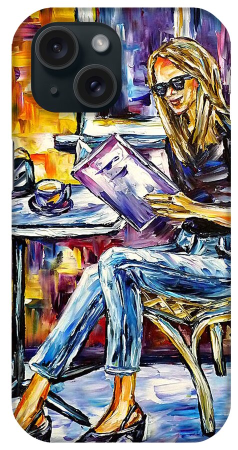 Woman In Cafe iPhone Case featuring the painting The Woman With The Menu by Mirek Kuzniar