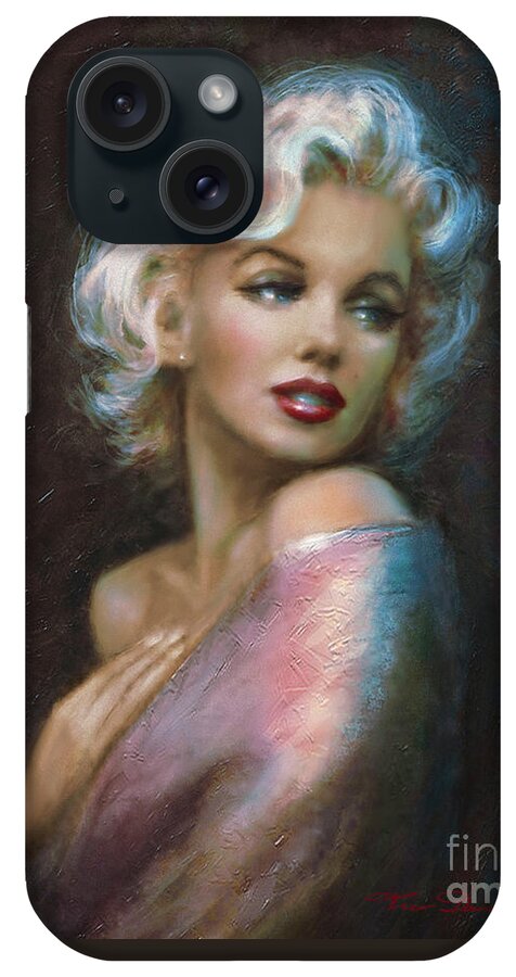 Marilynmonroe iPhone Case featuring the painting Theo's Marilyn WW Blue by Theo Danella