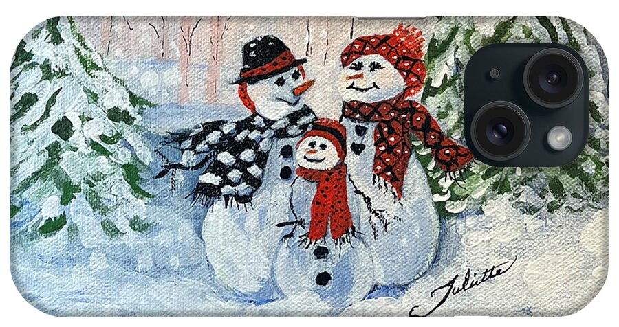 Snowman iPhone Case featuring the painting There's Snow Place Like Home by Juliette Becker